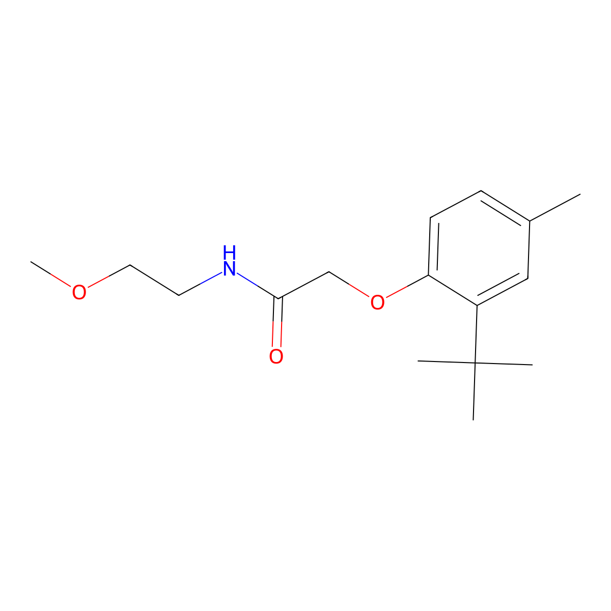 2-(2-tert-butyl-4-methylphenoxy)-N-(2-methoxyethyl)acetamide molecular structure, CAS 449169-47-5