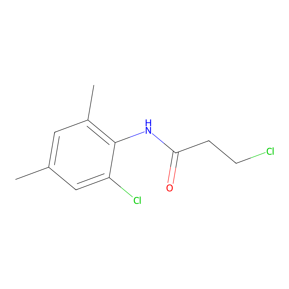 3-chloro-N-(2-chloro-4,6-dimethylphenyl)propanamide molecular structure, CAS 449169-93-1