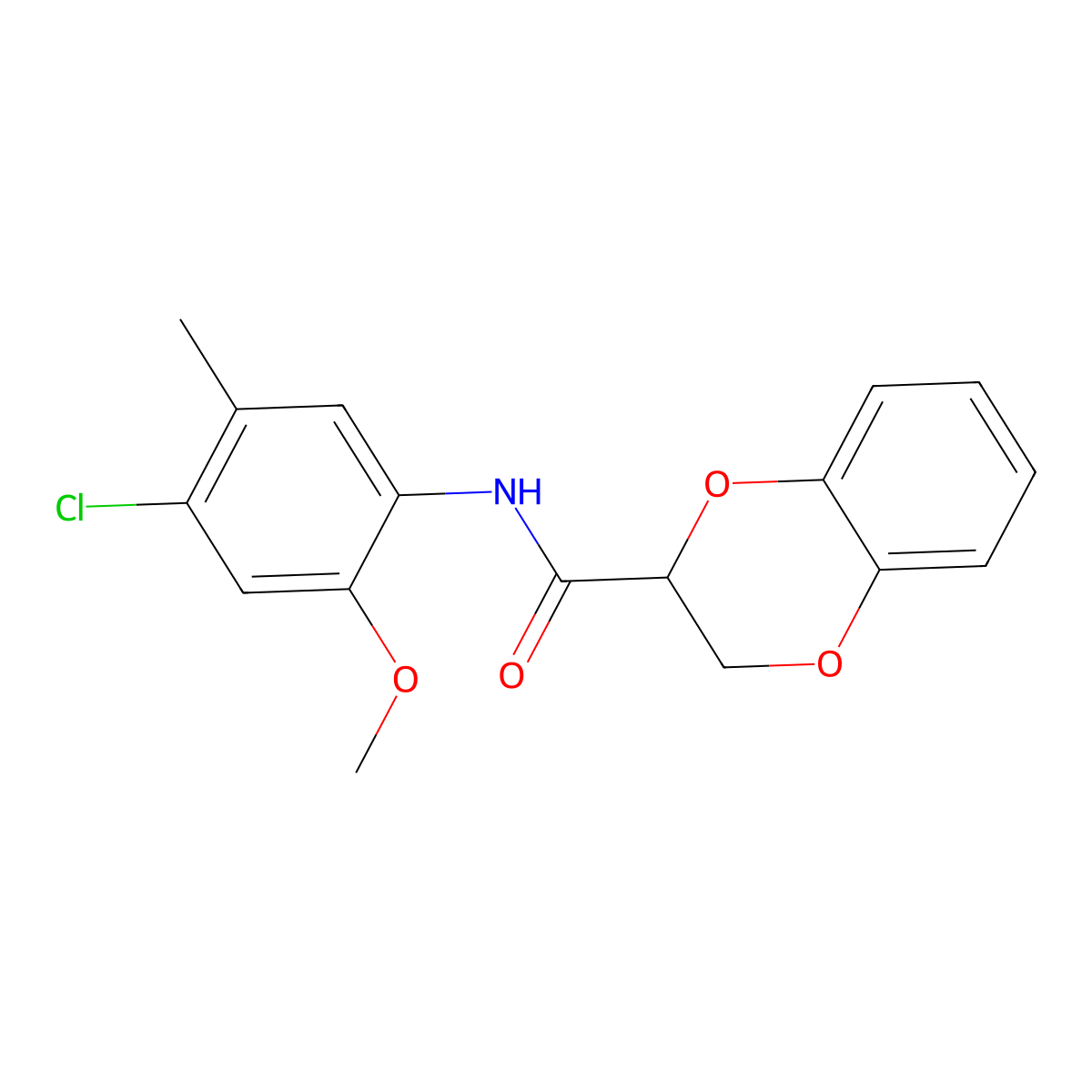 N-(4-chloro-2-methoxy-5-methylphenyl)-2,3-dihydro-1,4-benzodioxine-3-carboxamide molecular structure, CAS 449170-44-9