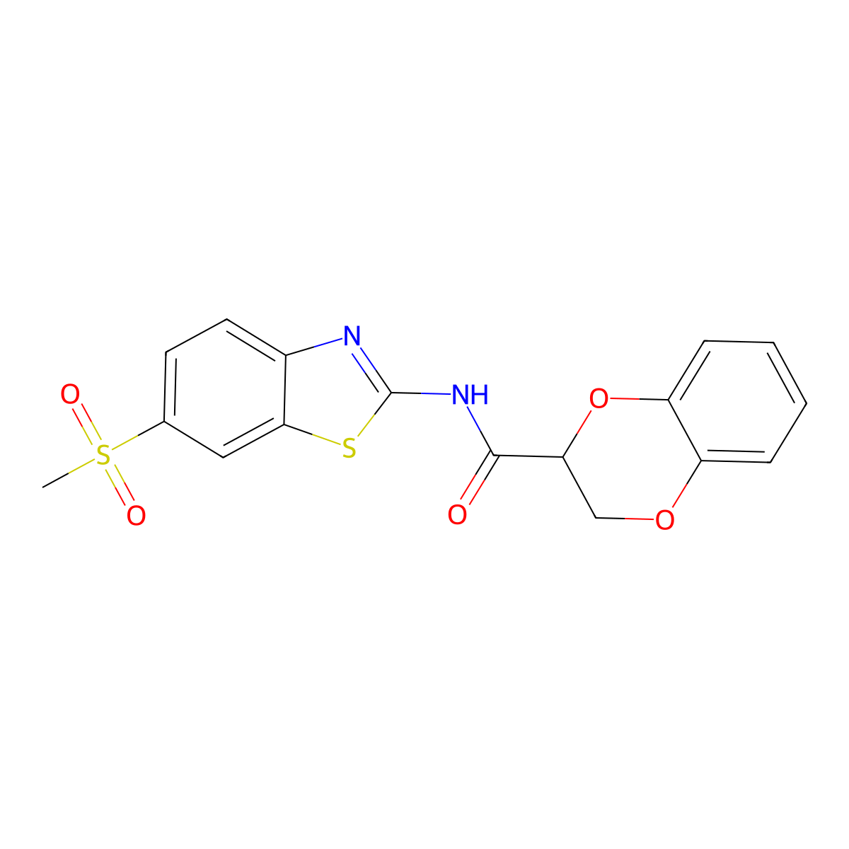 N-(6-methanesulfonyl-1,3-benzothiazol-2-yl)-2,3-dihydro-1,4-benzodioxine-2-carboxamide molecular structure, CAS 449175-86-4
