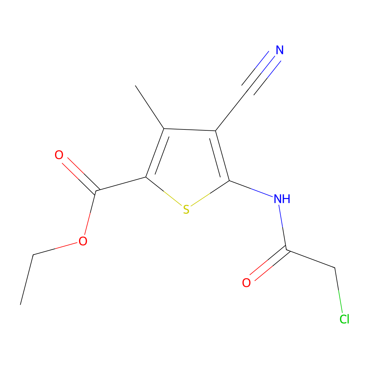 Ethyl 5-(2-chloroacetamido)-4-cyano-3-methylthiophene-2-carboxylate molecular structure, CAS 449177-08-6