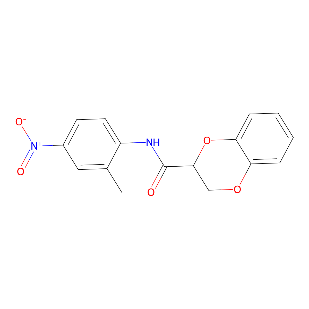 N-(2-methyl-4-nitrophenyl)-2,3-dihydro-1,4-benzodioxine-2-carboxamide molecular structure, CAS 449177-34-8