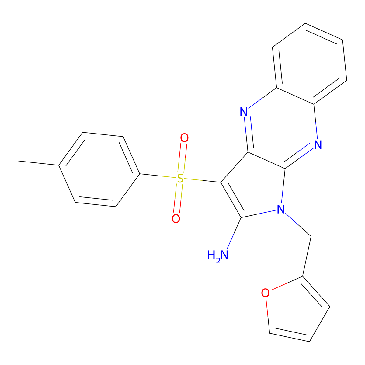 1-(furan-2-ylmethyl)-3-tosyl-1H-pyrrolo[2,3-b]quinoxalin-2-amine molecular structure, CAS 449179-97-9