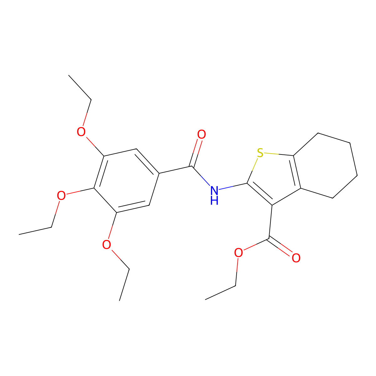 Ethyl 2-(3,4,5-triethoxybenzamido)-4,5,6,7-tetrahydrobenzo[b]thiophene-3-carboxylate molecular structure, CAS 449190-24-3