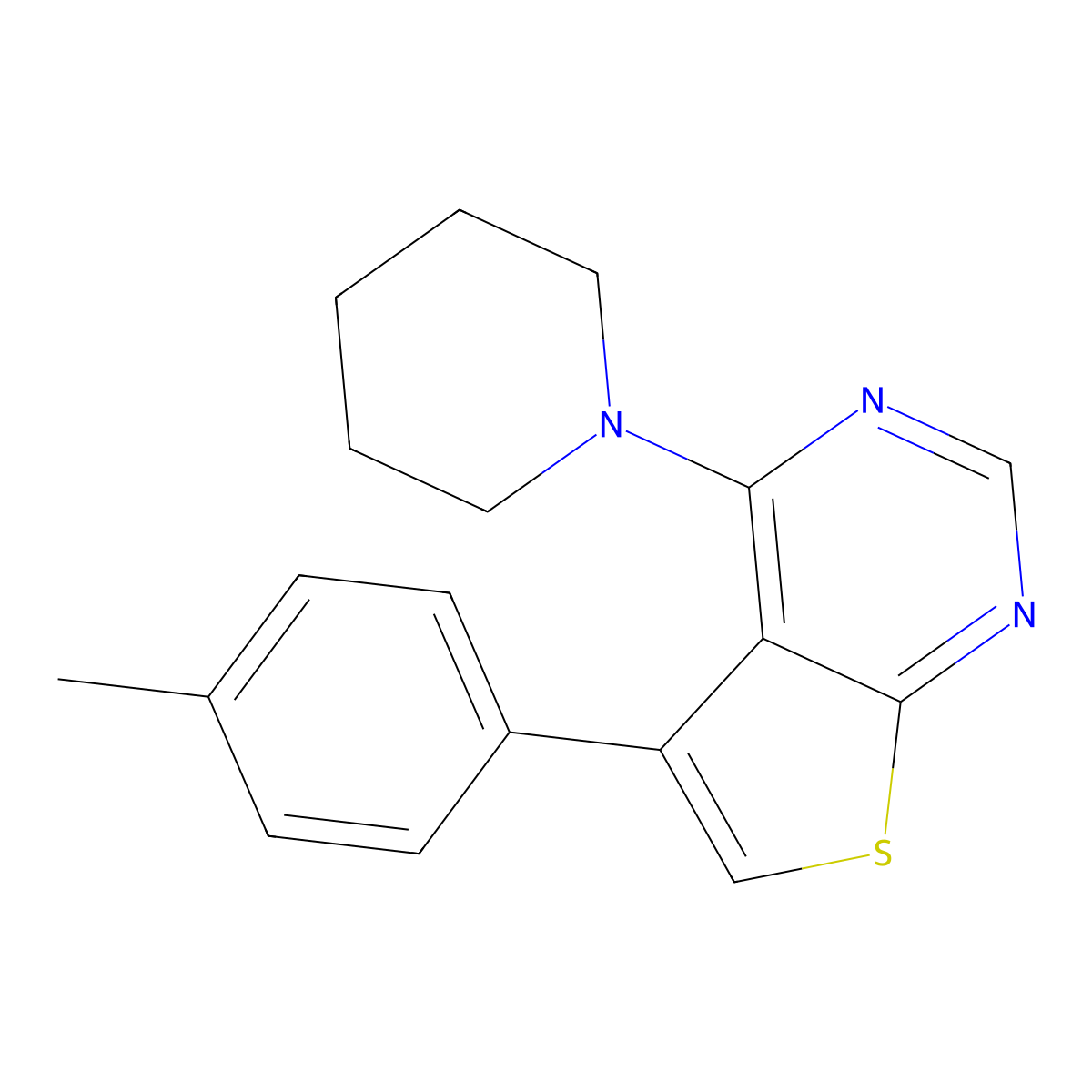 5-(4-Methylphenyl)-4-piperidin-1-ylthieno[2,3-d]pyrimidine molecular structure, CAS 449190-87-8