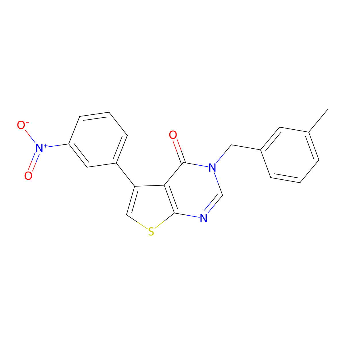 5-{3-nitrophenyl}-3-(3-methylbenzyl)thieno[2,3-d]pyrimidin-4(3H)-one molecular structure, CAS 449191-83-7