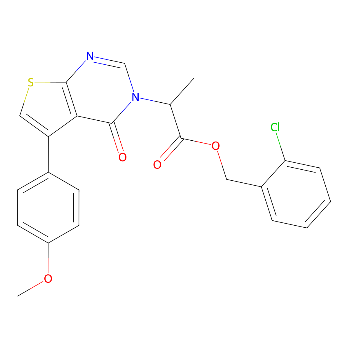 2-chlorobenzyl 2-(5-(4-methoxyphenyl)-4-oxothieno[2,3-d]pyrimidin-3(4H)-yl)propanoate molecular structure, CAS 449192-20-5