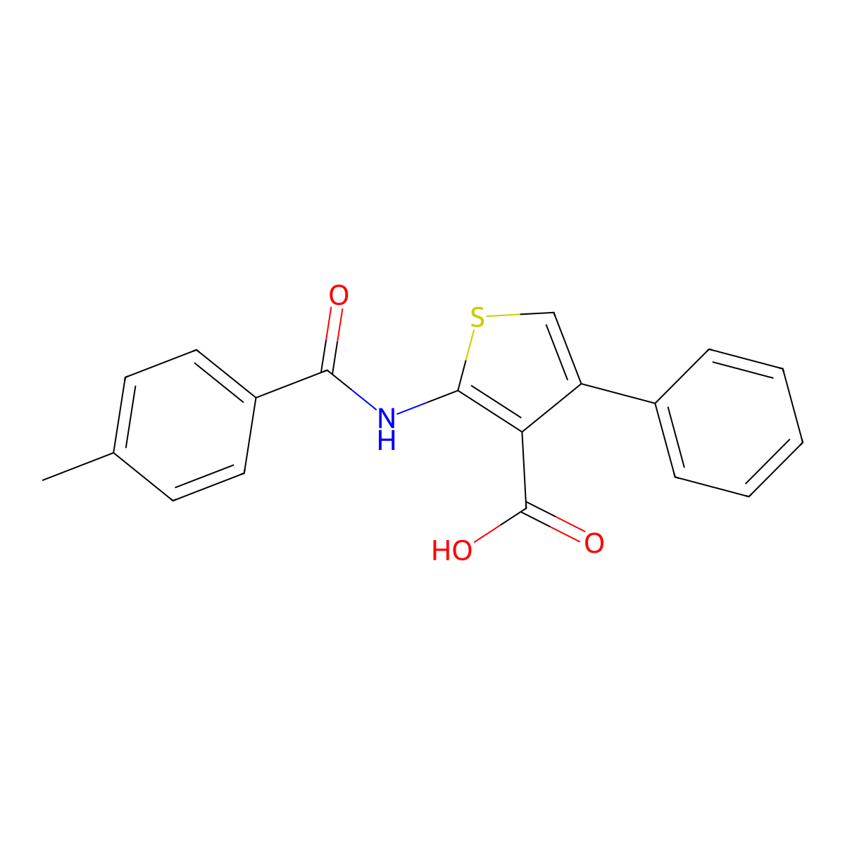 2-(4-Methylbenzamido)-4-phenylthiophene-3-carboxylic acid molecular structure, CAS 449192-51-2