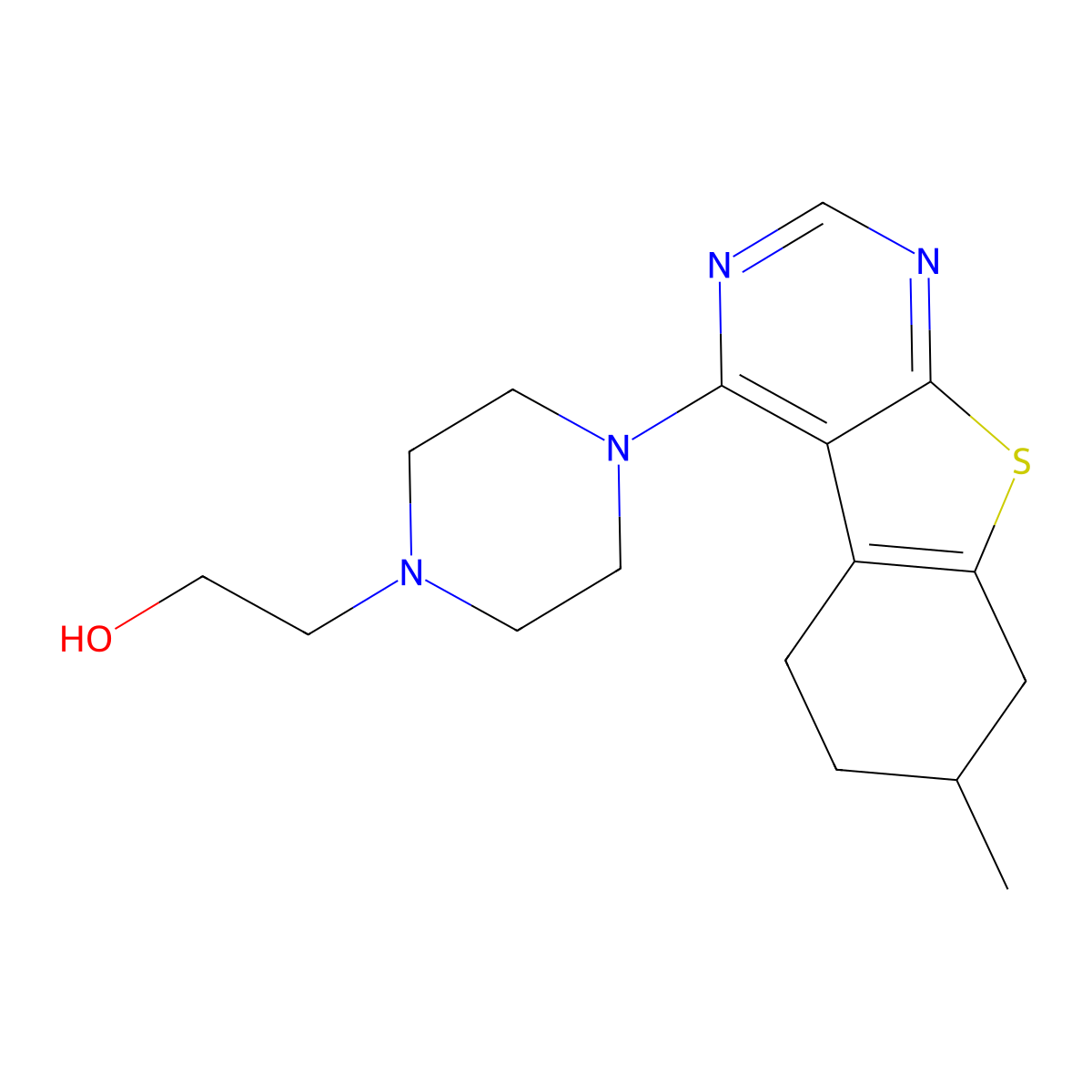 2-[4-(7-Methyl-5,6,7,8-tetrahydro[1]benzothieno[2,3-d]pyrimidin-4-yl)piperazin-1-yl]ethanol molecular structure, CAS 449192-64-7
