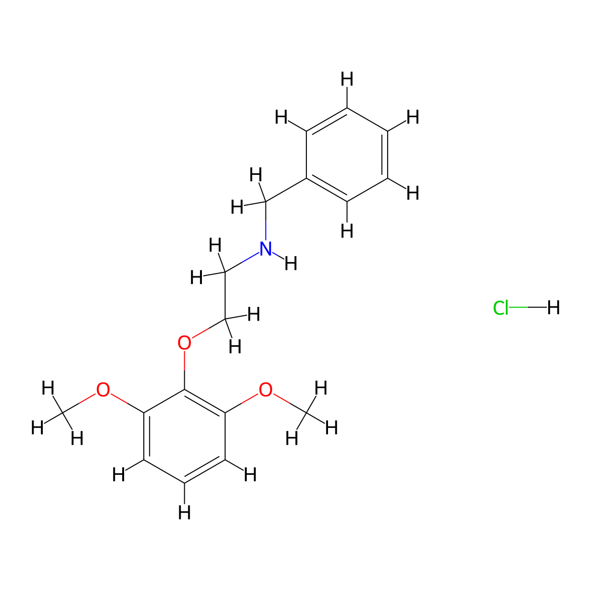 N-Benzyl-2-(2,6-dimethoxyphenoxy)ethanamine hydrochloride molecular structure, CAS 449195-33-9