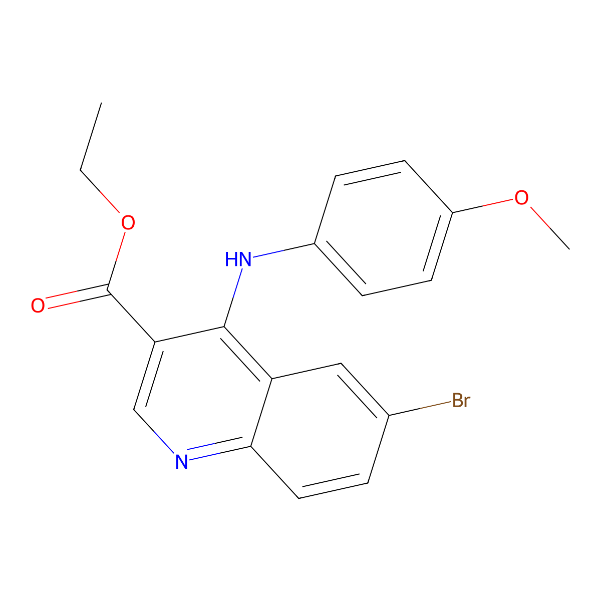 Ethyl 6-bromo-4-((4-methoxyphenyl)amino)quinoline-3-carboxylate molecular structure, CAS 449197-37-9