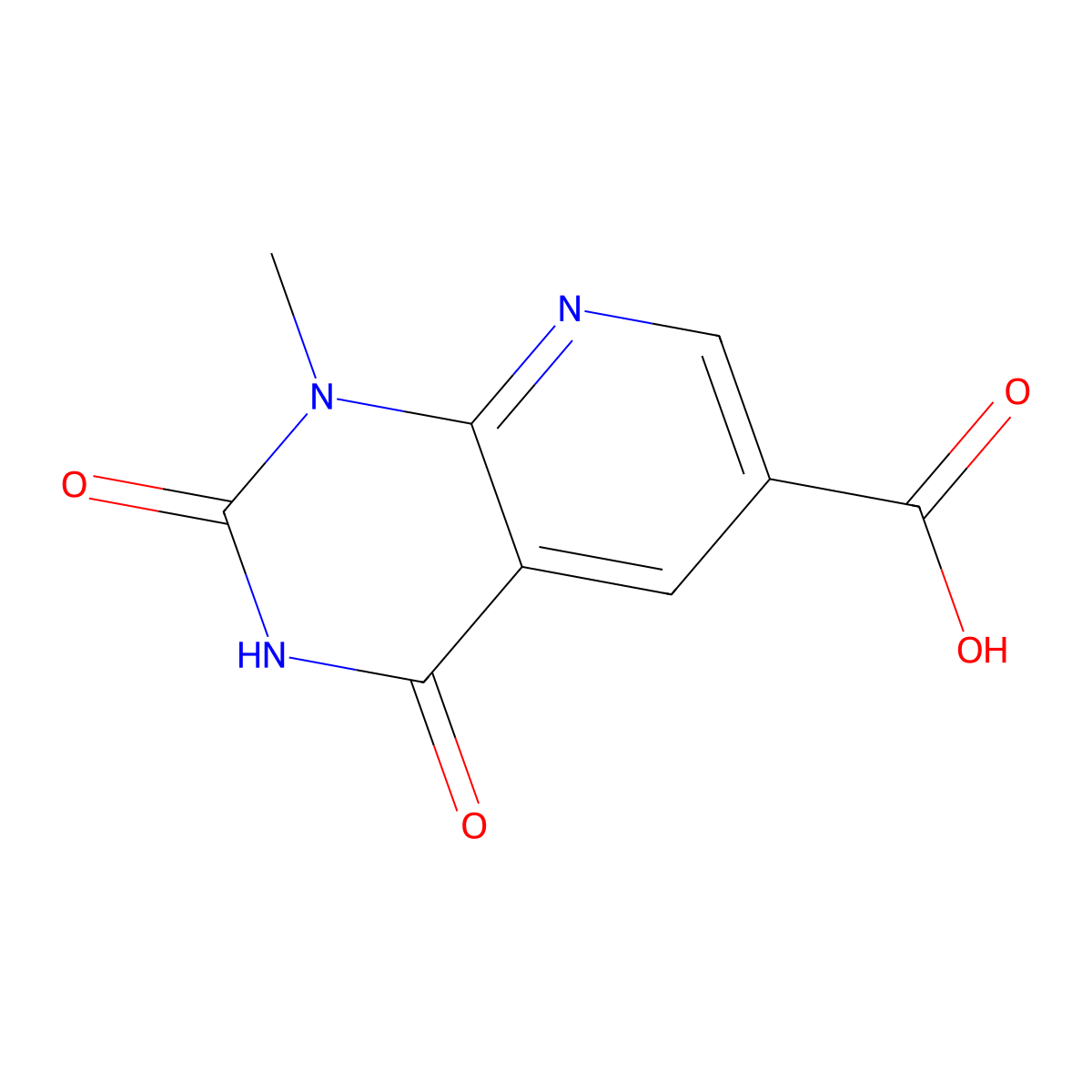 1-methyl-2,4-dioxo-1H,2H,3H,4H-pyrido(2,3-d)pyrimidine-6-carboxylic acid molecular structure, CAS 449210-08-6