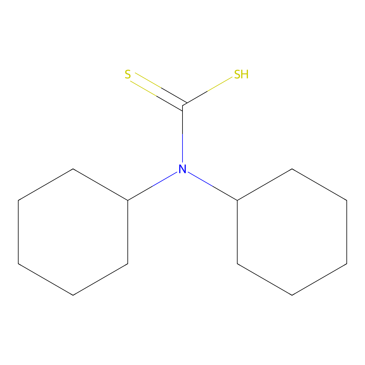 Dicyclohexyldithiocarbamate molecular structure, CAS 4493-33-8