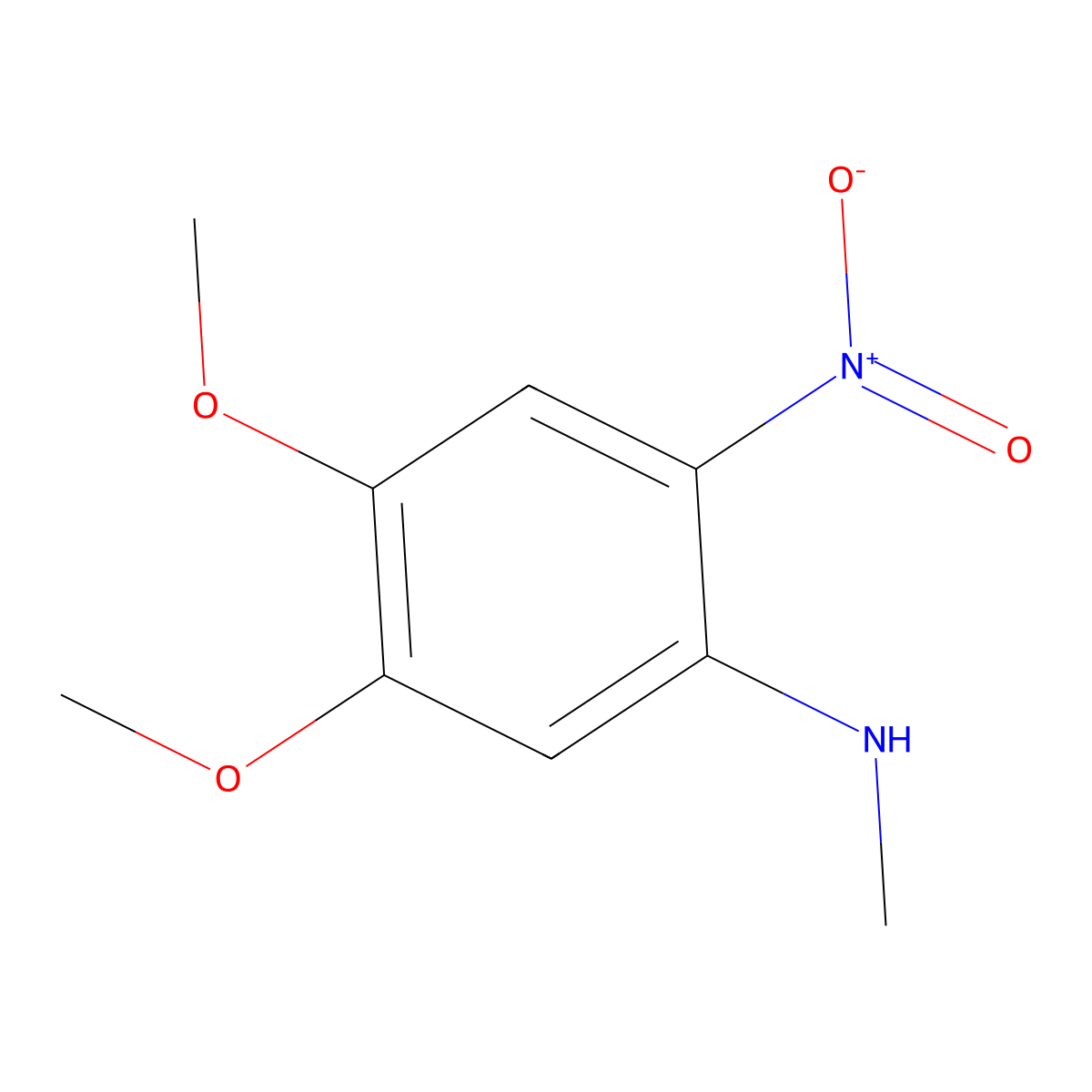4,5-dimethoxy-N-methyl-2-nitroaniline molecular structure, CAS 4496-11-1