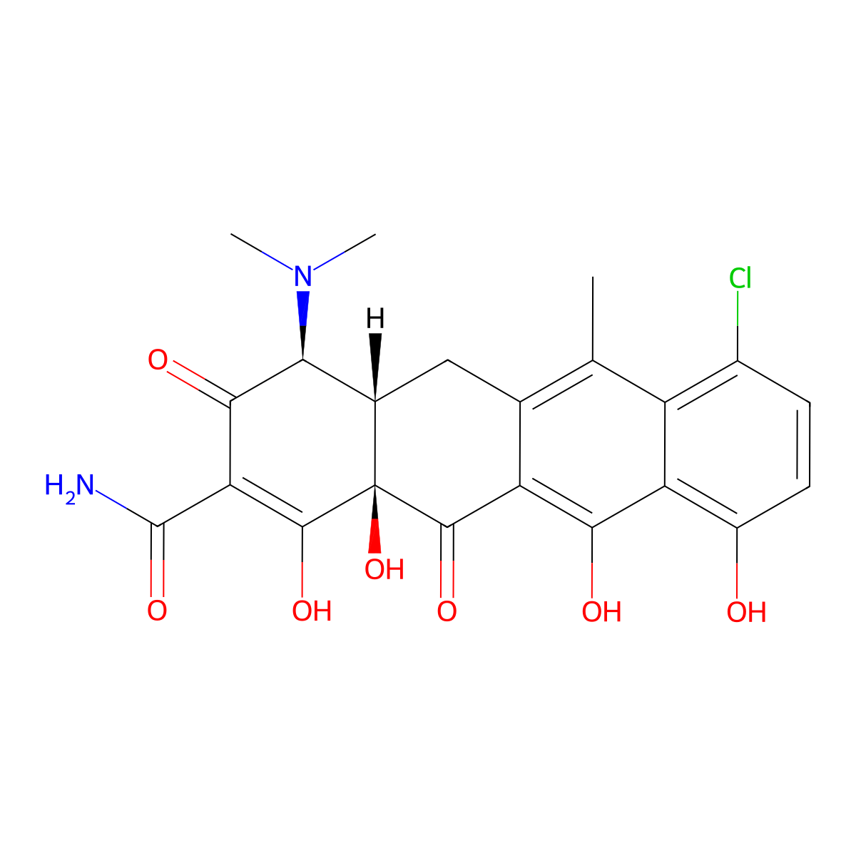 Anhydrochlortetracycline molecular structure, CAS 4497-08-9