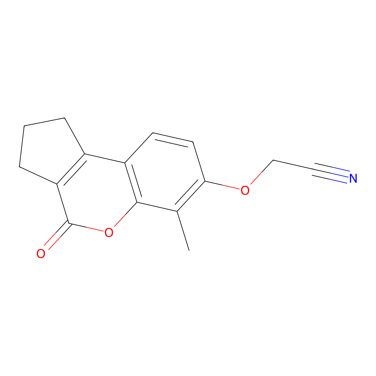 (6-Methyl-4-oxo-1,2,3,4-tetrahydro-cyclopenta[c]chromen-7-yloxy)-acetonitrile molecular structure, CAS 449737-10-4