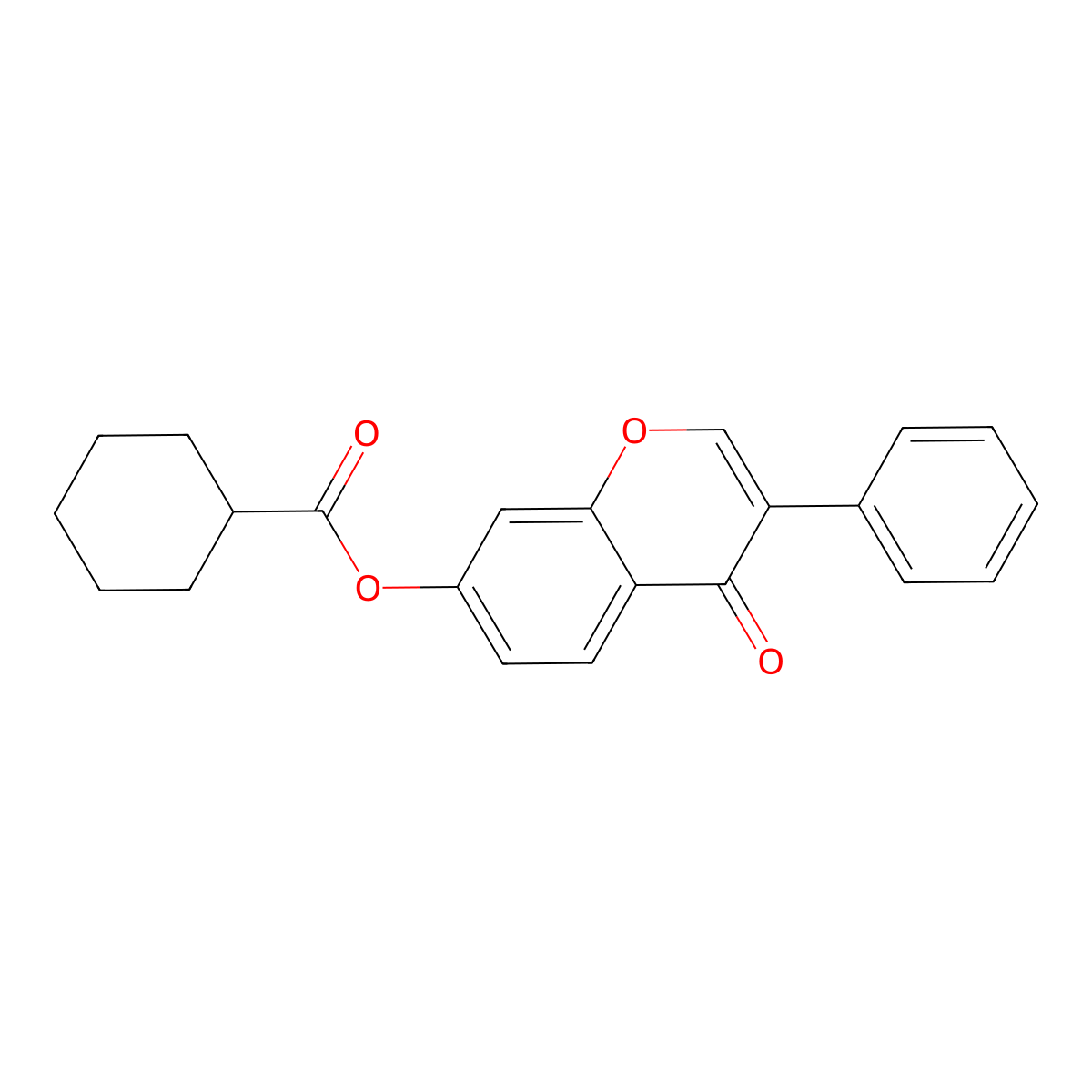 4-oxo-3-phenyl-4H-chromen-7-yl cyclohexanecarboxylate molecular structure, CAS 449739-23-5