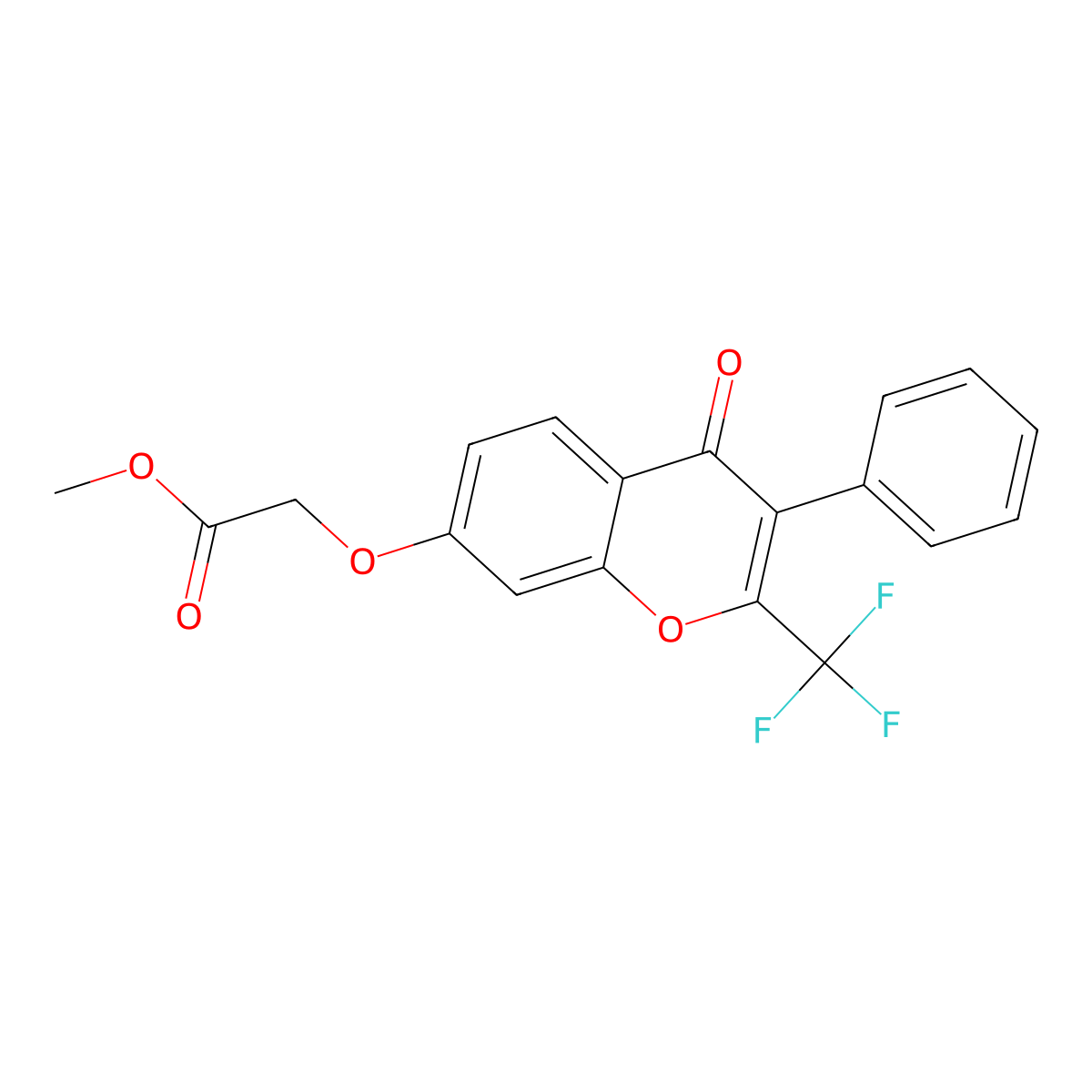 methyl 2-((4-oxo-3-phenyl-2-(trifluoromethyl)-4H-chromen-7-yl)oxy)acetate molecular structure, CAS 449740-31-2