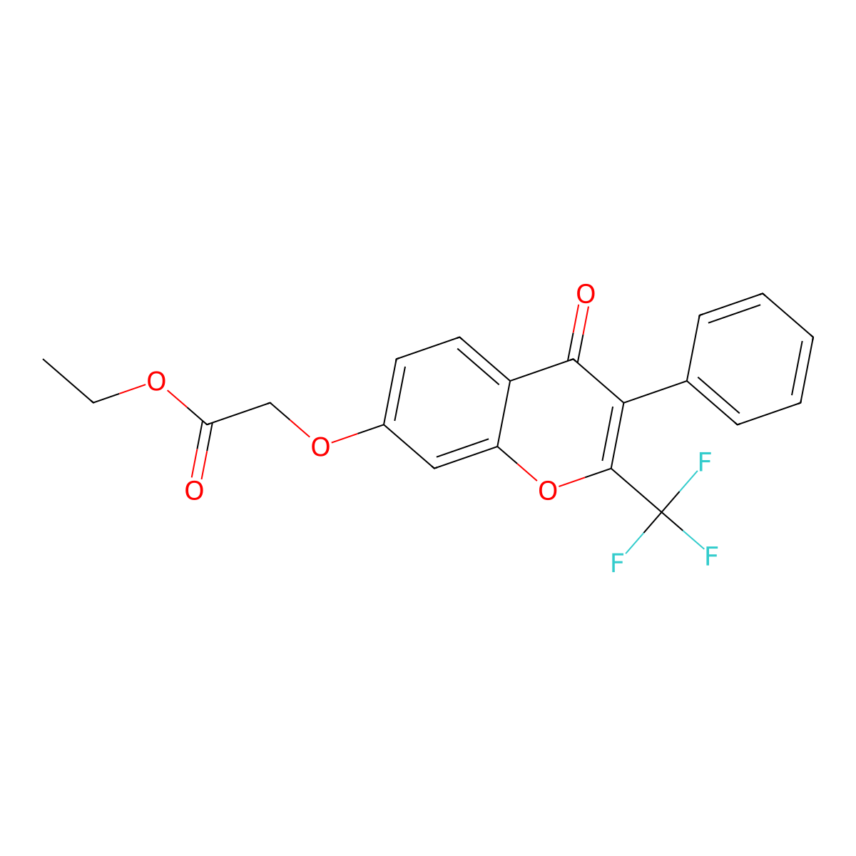 Ethyl 2-[4-oxo-3-phenyl-2-(trifluoromethyl)chromen-7-yl]oxyacetate molecular structure, CAS 449740-84-5