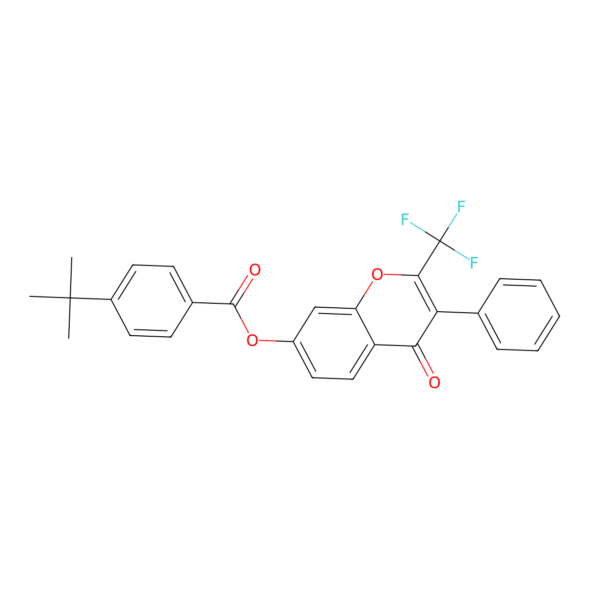 4-oxo-3-phenyl-2-(trifluoromethyl)-4H-chromen-7-yl 4-tert-butylbenzoate molecular structure, CAS 449742-12-5