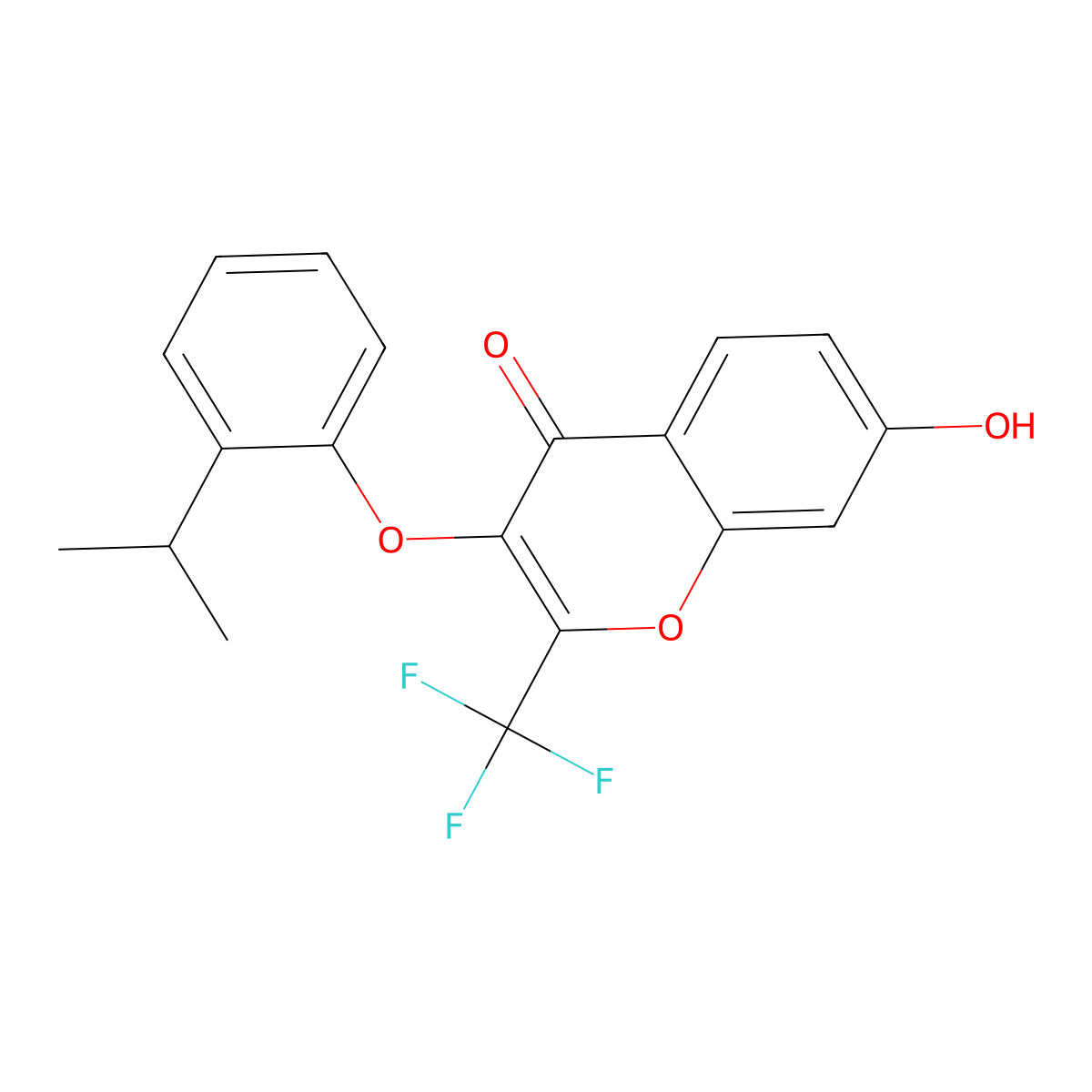 7-Hydroxy-3-[2-(methylethyl)phenoxy]-2-(trifluoromethyl)chromen-4-one molecular structure, CAS 449745-81-7