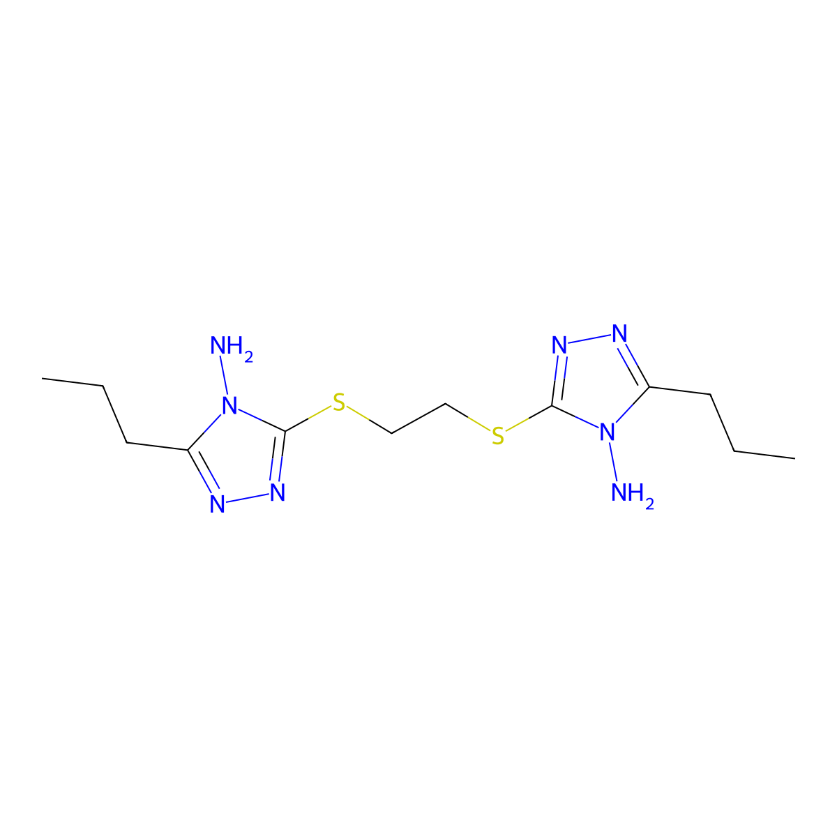 3-({2-[(4-amino-5-propyl-4H-1,2,4-triazol-3-yl)sulfanyl]ethyl}sulfanyl)-5-propyl-4H-1,2,4-triazol-4-amine molecular structure, CAS 449746-13-8
