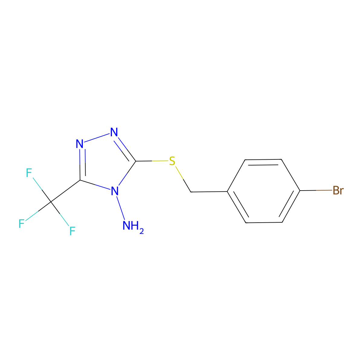 5-[(4-Bromophenyl)methylthio]-3-(trifluoromethyl)-1,2,4-triazole-4-ylamine molecular structure, CAS 449746-27-4