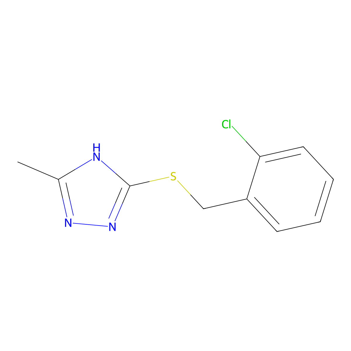3-((2-chlorobenzyl)thio)-5-methyl-4H-1,2,4-triazole molecular structure, CAS 449747-59-5