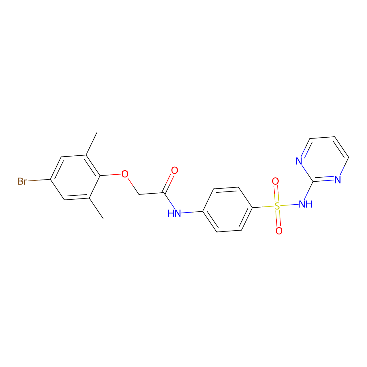2-(4-bromo-2,6-dimethylphenoxy)-N-{4-[(2-pyrimidinylamino)sulfonyl]phenyl}acetamide molecular structure, CAS 449750-72-5