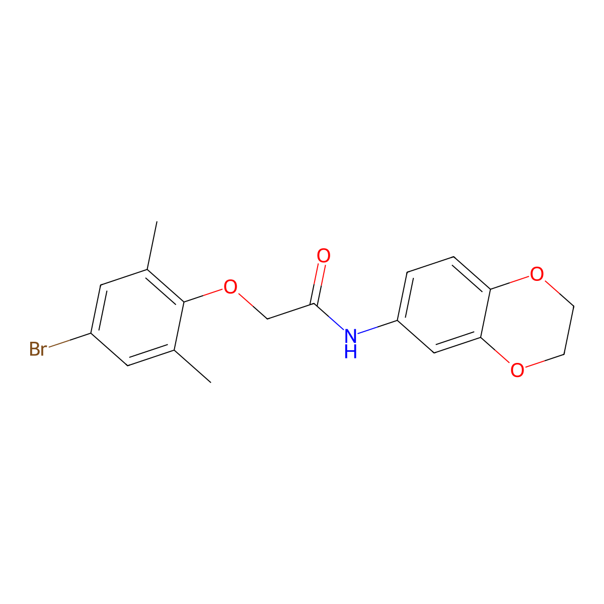 2-(4-bromo-2,6-dimethylphenoxy)-N-(2,3-dihydro-1,4-benzodioxin-6-yl)acetamide molecular structure, CAS 449752-46-9