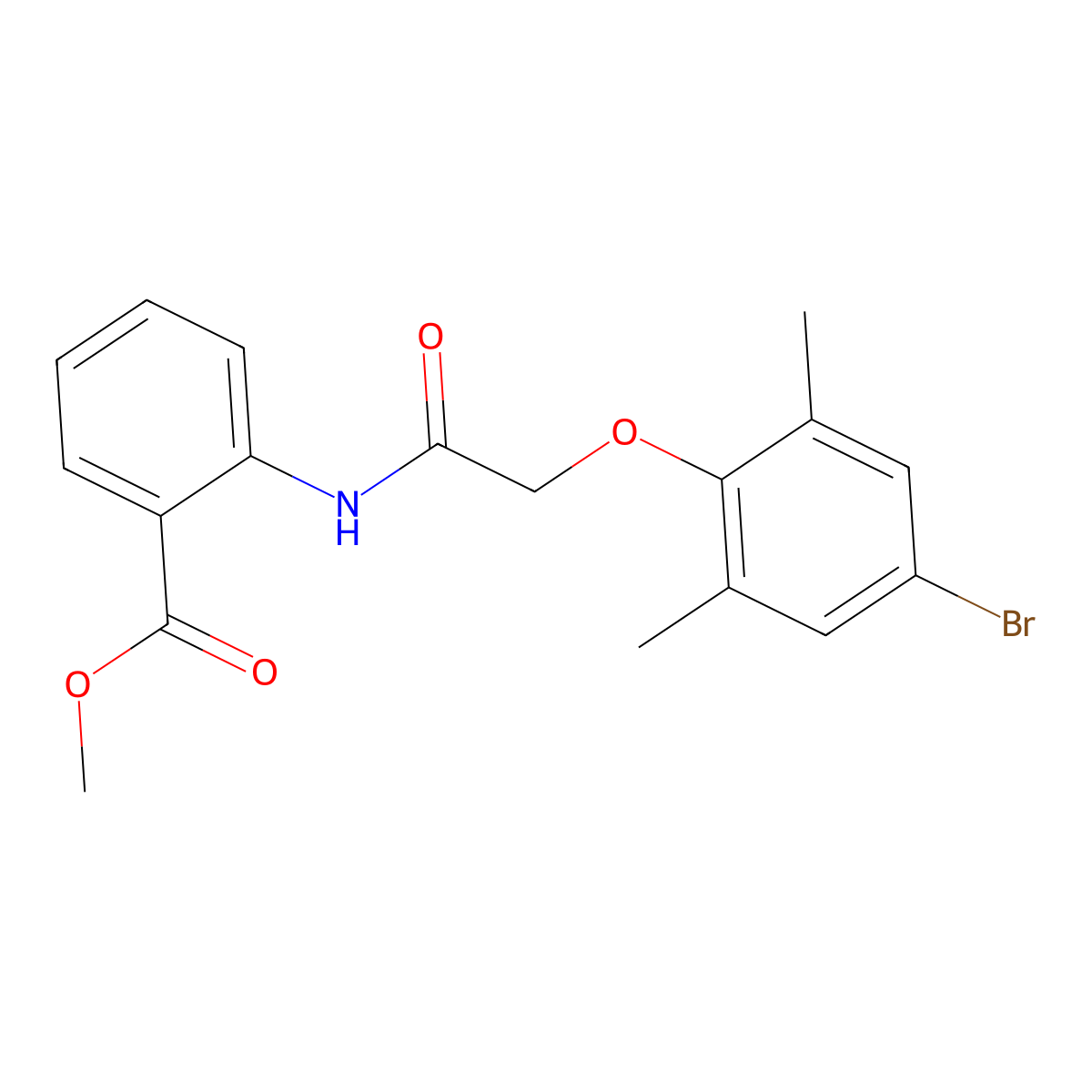 Methyl 2-{[(4-bromo-2,6-dimethylphenoxy)acetyl]amino}benzoate molecular structure, CAS 449752-49-2