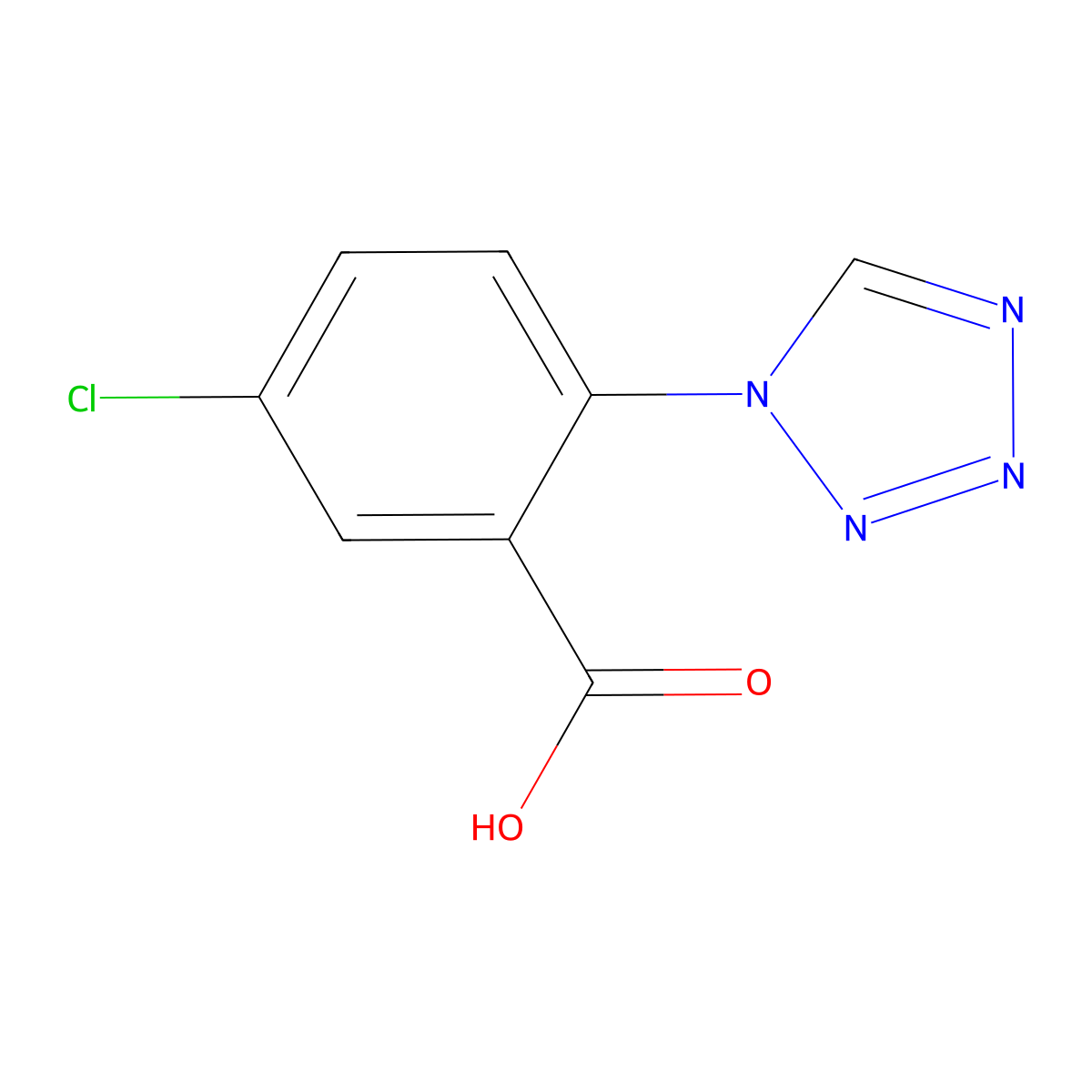 5-Chloro-2-(1H-tetrazol-1-yl)benzoic acid molecular structure, CAS 449758-26-3