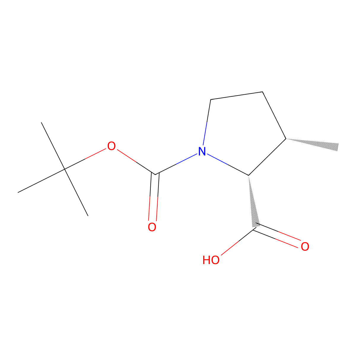 (2R,3S)-1-tert-Butoxycarbonyl-3-methyl-pyrrolidine-2-carboxylic acid molecular structure, CAS 449758-72-9