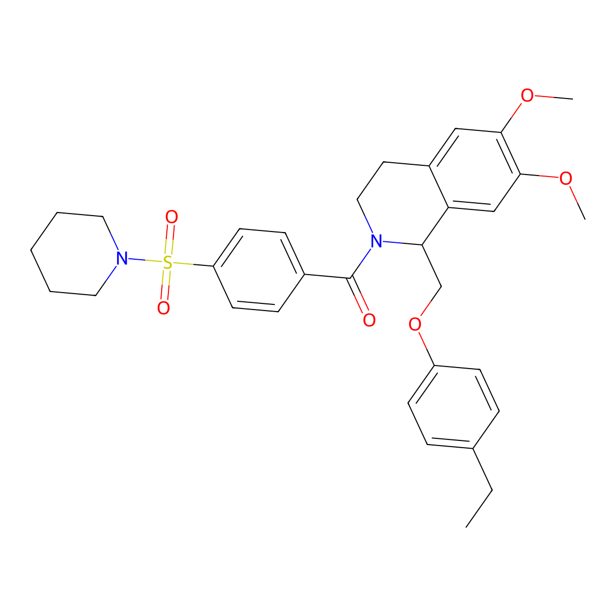 (1-((4-ethylphenoxy)methyl)-6,7-dimethoxy-3,4-dihydroisoquinolin-2(1H)-yl)(4-(piperidin-1-ylsulfonyl)phenyl)methanone molecular structure, CAS 449765-14-4