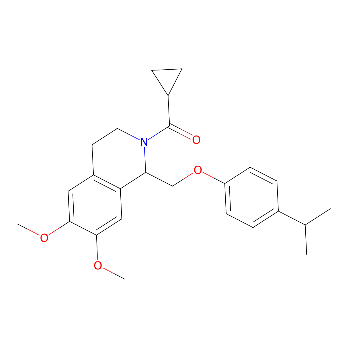 cyclopropyl(1-((4-isopropylphenoxy)methyl)-6,7-dimethoxy-3,4-dihydroisoquinolin-2(1H)-yl)methanone molecular structure, CAS 449765-24-6