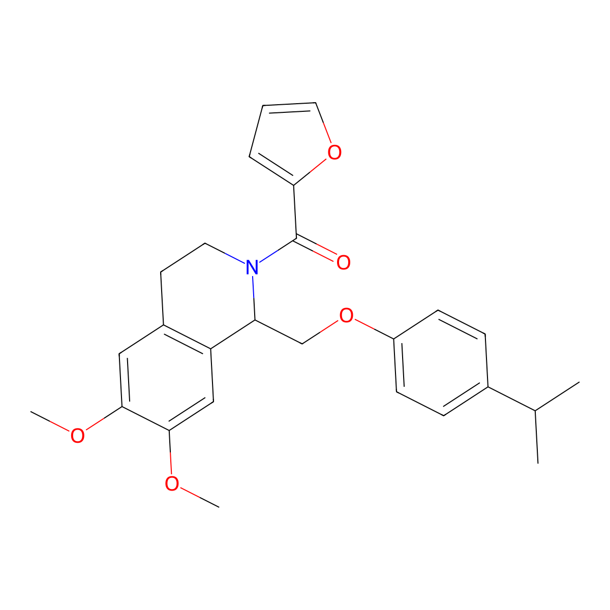 furan-2-yl(1-((4-isopropylphenoxy)methyl)-6,7-dimethoxy-3,4-dihydroisoquinolin-2(1H)-yl)methanone molecular structure, CAS 449765-25-7