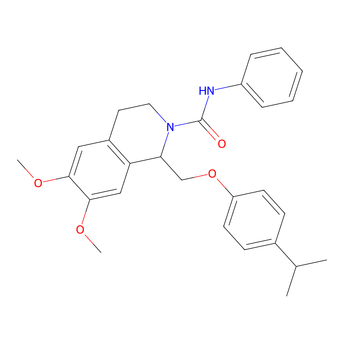 6,7-dimethoxy-N-phenyl-1-[(4-propan-2-ylphenoxy)methyl]-3,4-dihydro-1H-isoquinoline-2-carboxamide molecular structure, CAS 449765-35-9