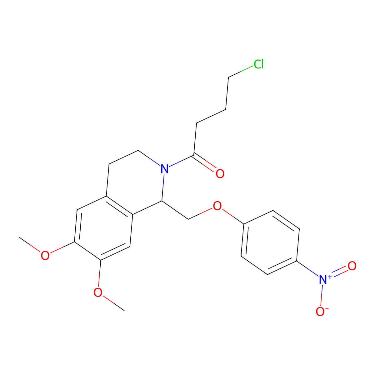 4-chloro-1-[6,7-dimethoxy-1-[(4-nitrophenoxy)methyl]-3,4-dihydro-1H-isoquinolin-2-yl]butan-1-one molecular structure, CAS 449765-51-9