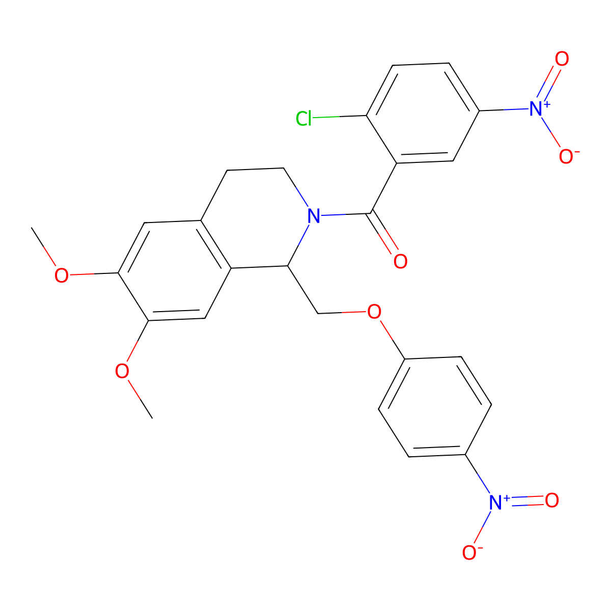 (2-chloro-5-nitrophenyl)(6,7-dimethoxy-1-((4-nitrophenoxy)methyl)-3,4-dihydroisoquinolin-2(1H)-yl)methanone molecular structure, CAS 449765-91-7