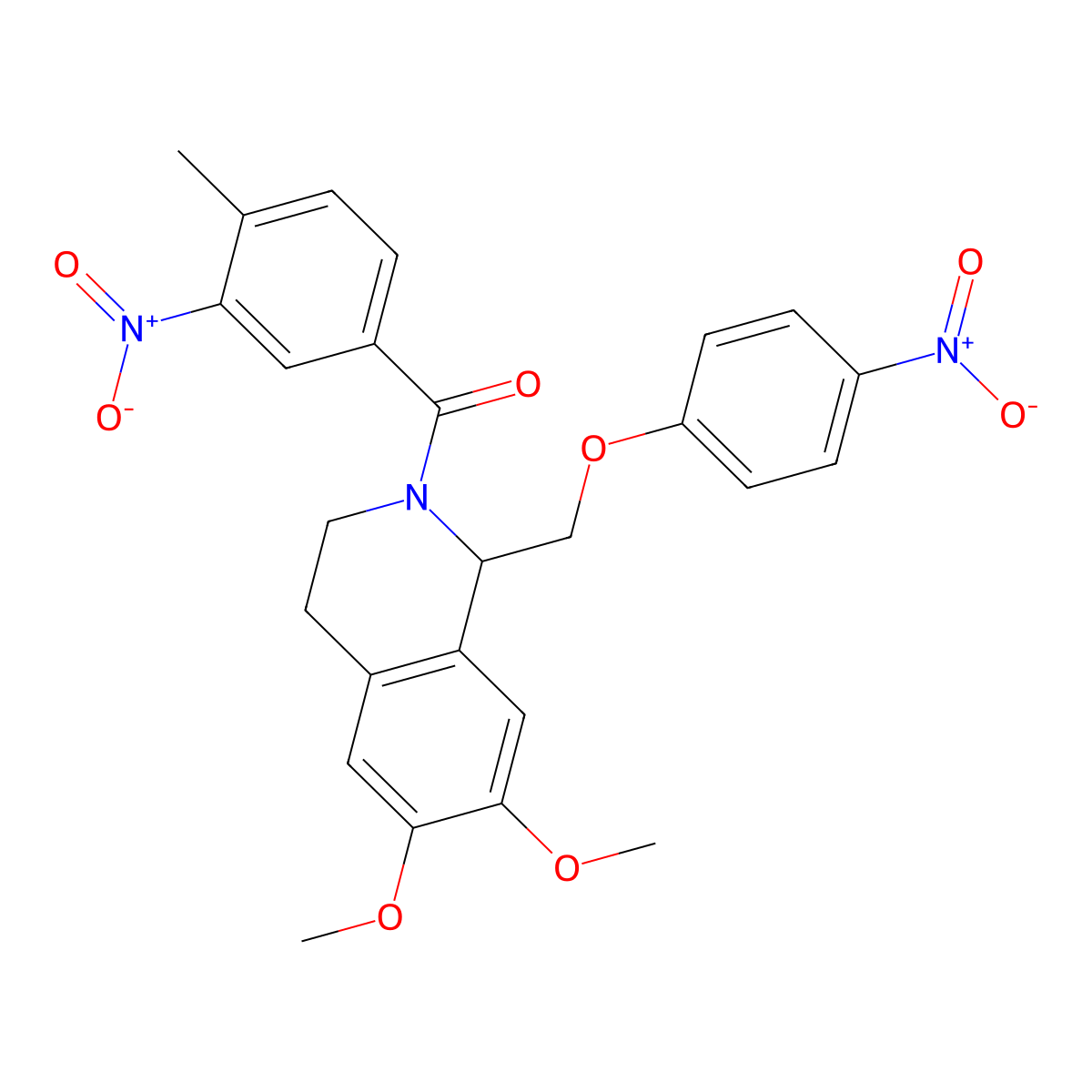 (6,7-dimethoxy-1-((4-nitrophenoxy)methyl)-3,4-dihydroisoquinolin-2(1H)-yl)(4-methyl-3-nitrophenyl)methanone molecular structure, CAS 449765-94-0