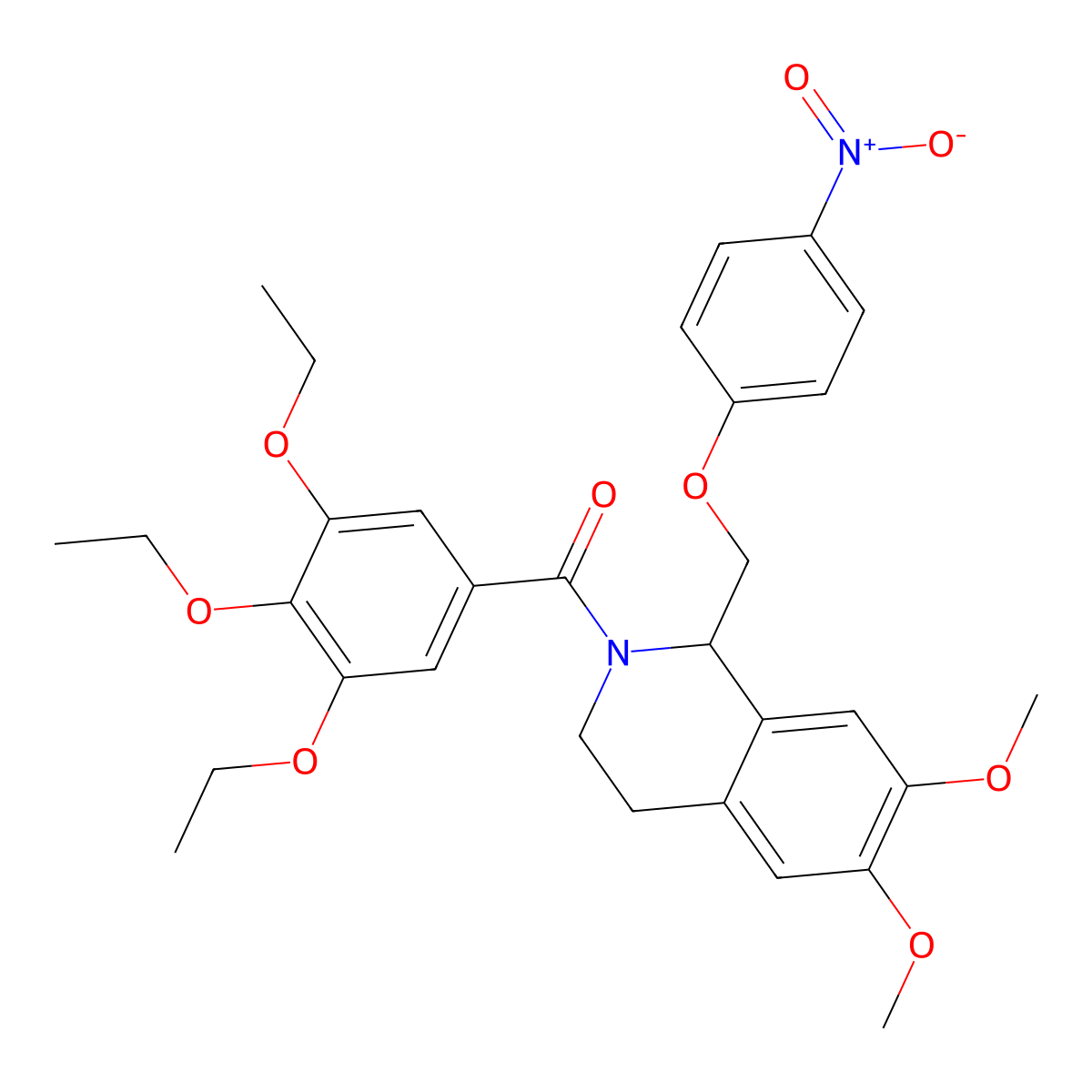 6,7-Dimethoxy-1-[(4-nitrophenoxy)methyl]-2-(3,4,5-triethoxybenzoyl)-1,2,3,4-tetrahydroisoquinoline molecular structure, CAS 449765-99-5