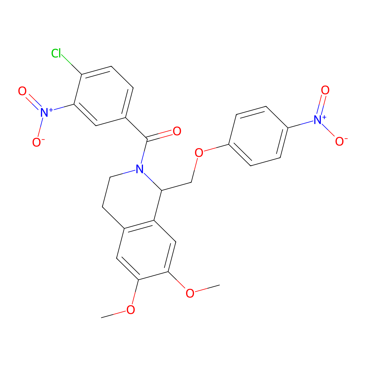 2-(4-Chloro-3-nitrobenzoyl)-6,7-dimethoxy-1-[(4-nitrophenoxy)methyl]-1,2,3,4-tetrahydroisoquinoline molecular structure, CAS 449766-01-2