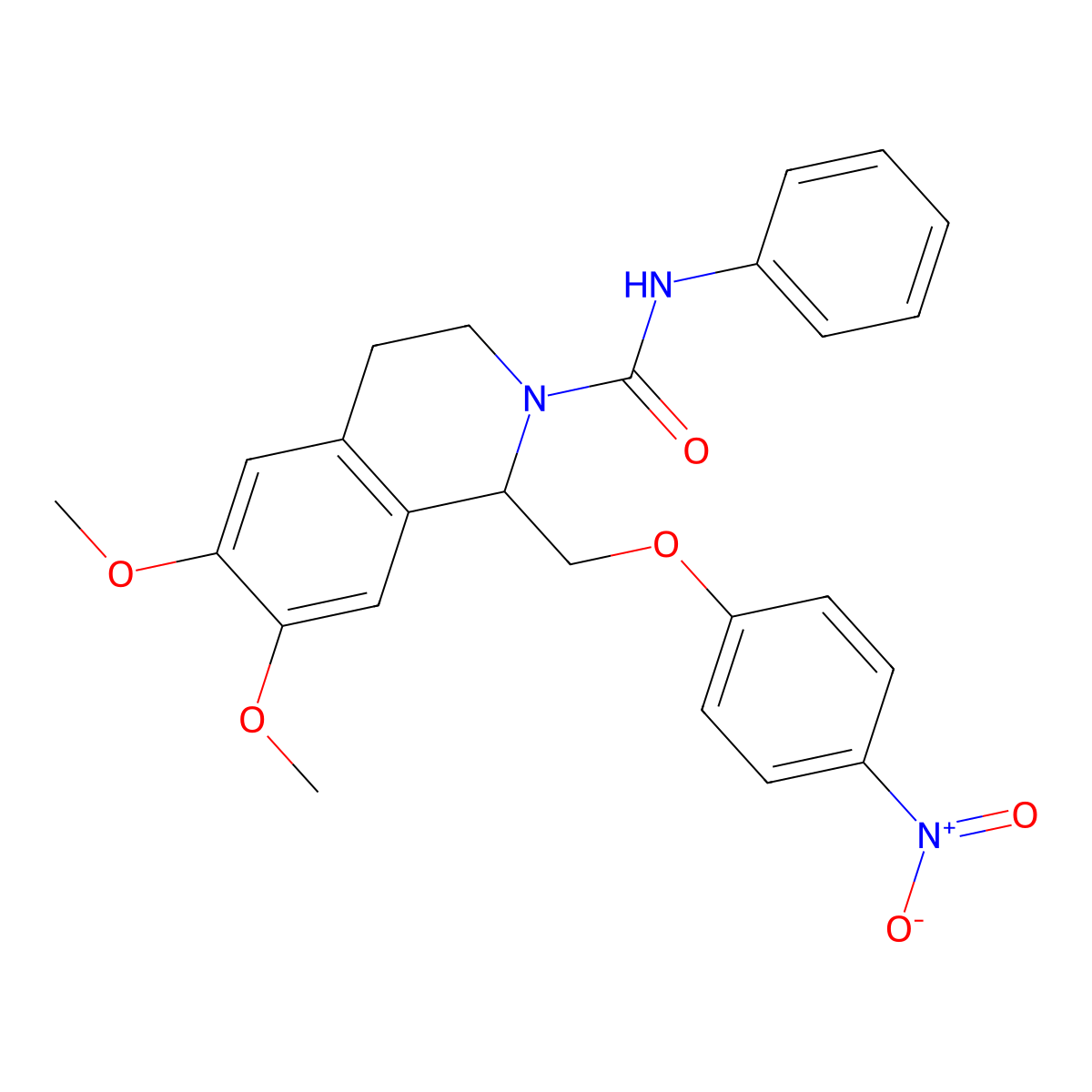 6,7-dimethoxy-1-((4-nitrophenoxy)methyl)-N-phenyl-3,4-dihydroisoquinoline-2(1H)-carboxamide molecular structure, CAS 449766-13-6
