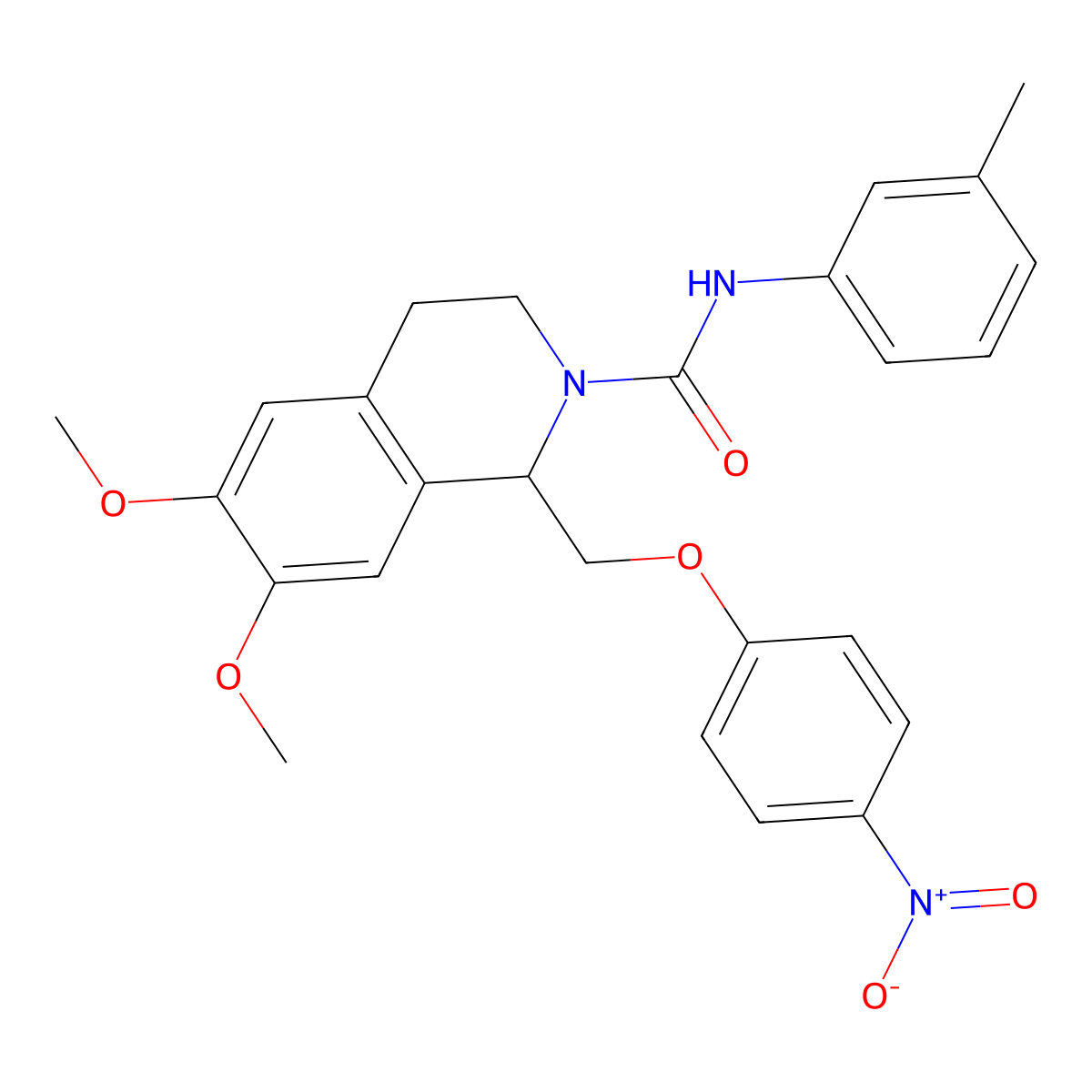 6,7-dimethoxy-1-((4-nitrophenoxy)methyl)-N-(m-tolyl)-3,4-dihydroisoquinoline-2(1H)-carboxamide molecular structure, CAS 449766-14-7