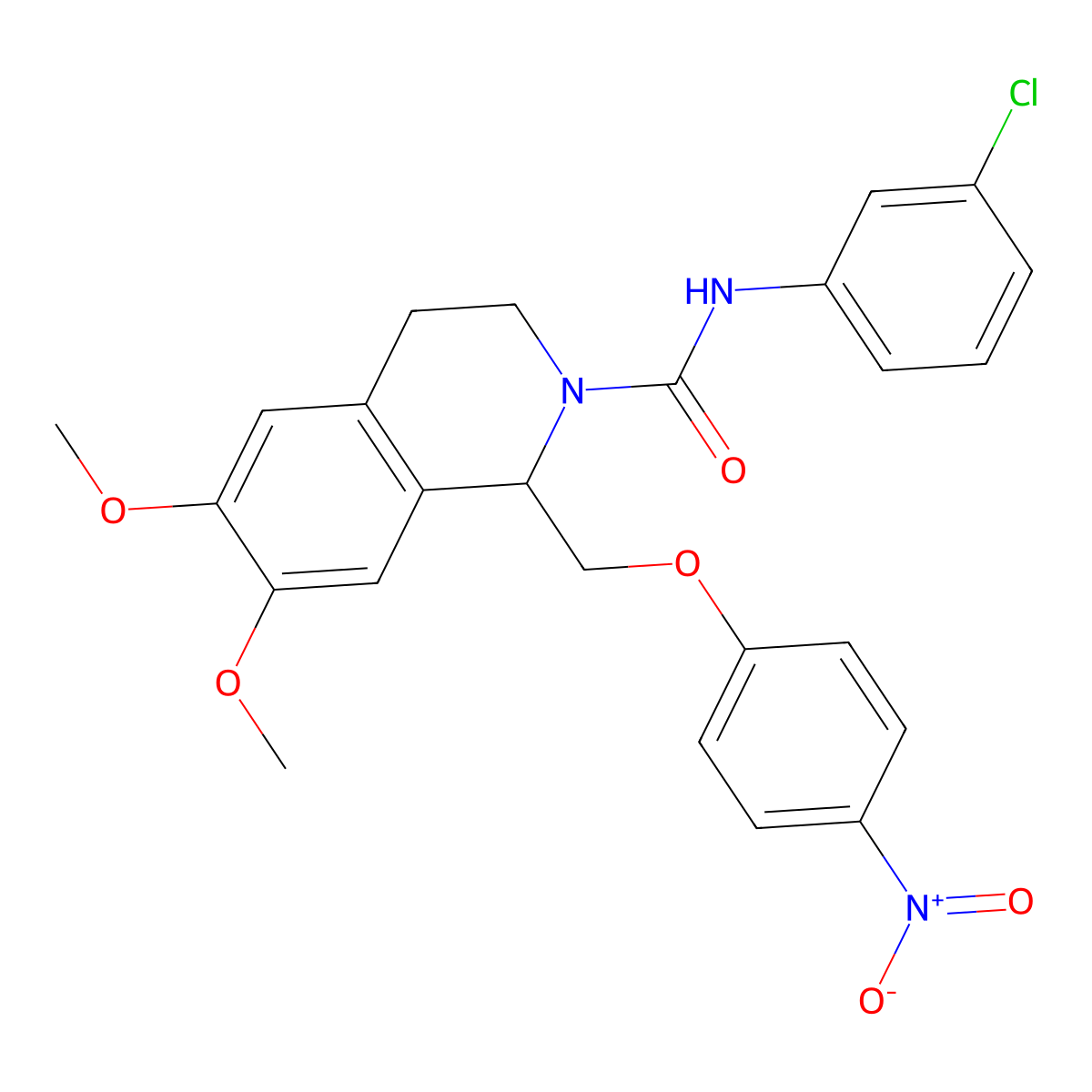 N-(3-chlorophenyl)-6,7-dimethoxy-1-((4-nitrophenoxy)methyl)-3,4-dihydroisoquinoline-2(1H)-carboxamide molecular structure, CAS 449766-15-8