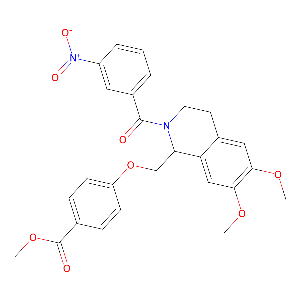 Methyl 4-[[6,7-dimethoxy-2-(3-nitrobenzoyl)-3,4-dihydro-1H-isoquinolin-1-yl]methoxy]benzoate molecular structure, CAS 449766-22-7