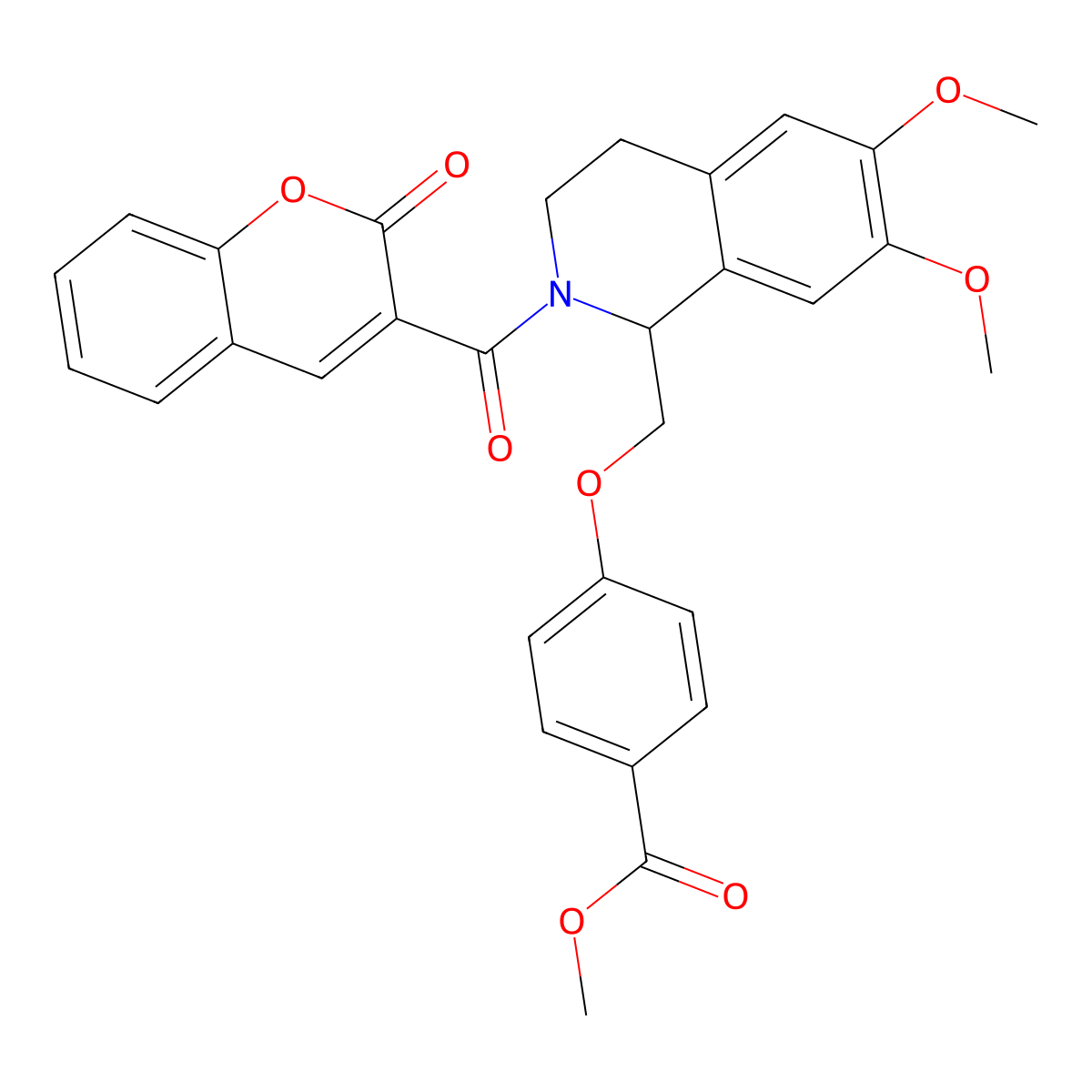 methyl 4-((6,7-dimethoxy-2-(2-oxo-2H-chromene-3-carbonyl)-1,2,3,4-tetrahydroisoquinolin-1-yl)methoxy)benzoate molecular structure, CAS 449766-25-0