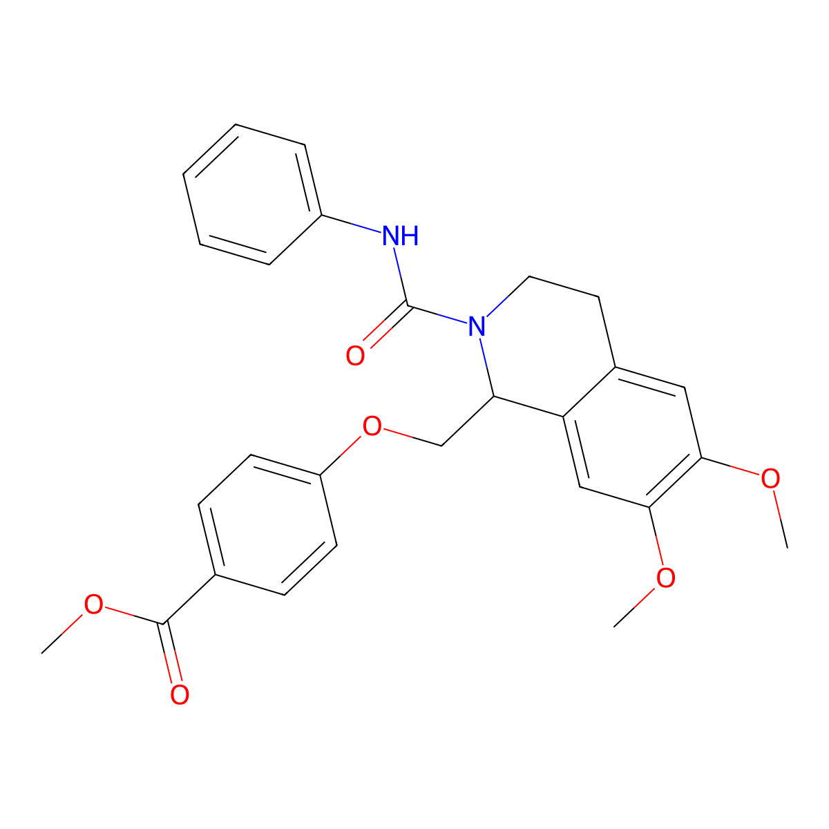 Methyl 4-[[6,7-dimethoxy-2-(phenylcarbamoyl)-3,4-dihydro-1H-isoquinolin-1-yl]methoxy]benzoate molecular structure, CAS 449766-28-3