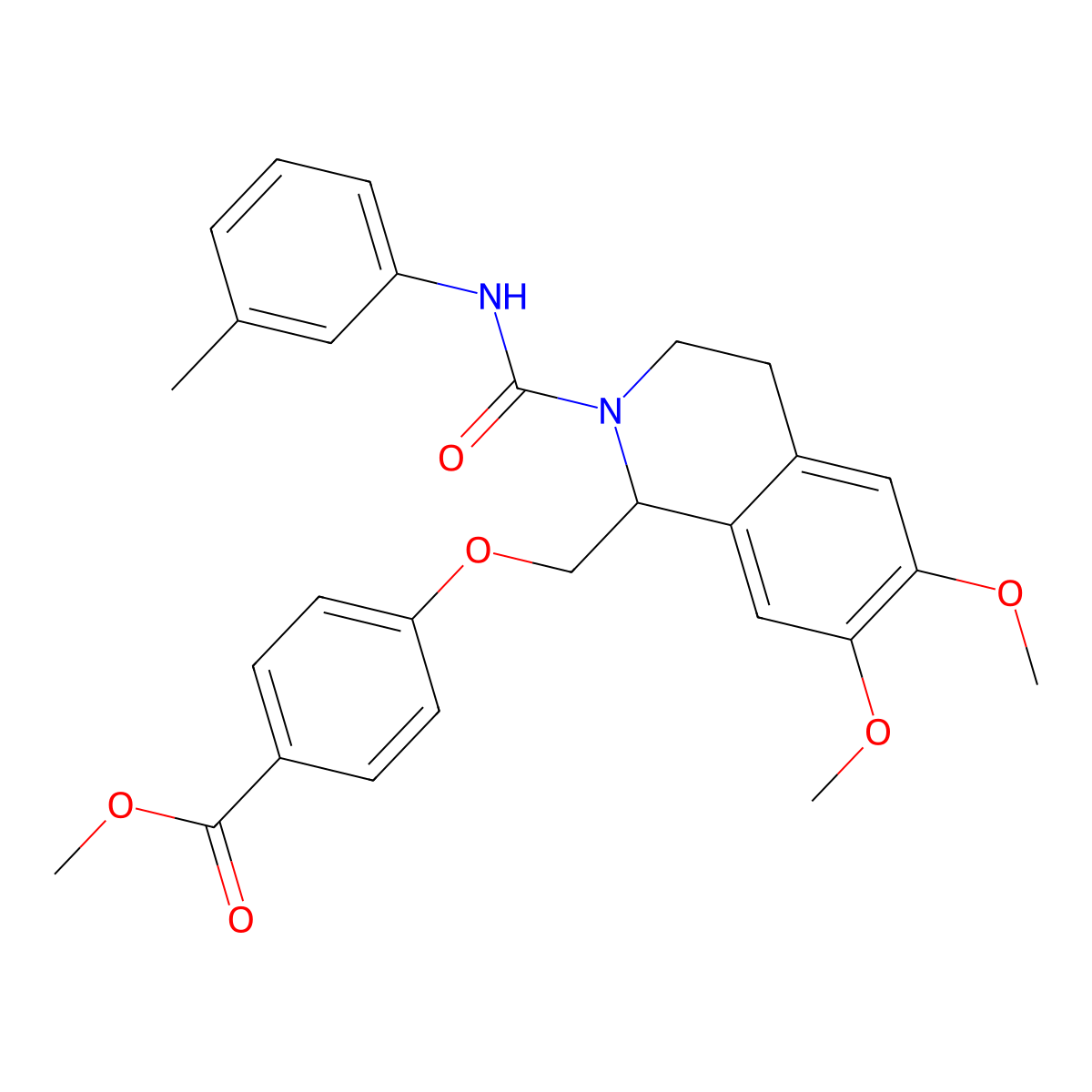 Methyl 4-((6,7-dimethoxy-2-(m-tolylcarbamoyl)-1,2,3,4-tetrahydroisoquinolin-1-yl)methoxy)benzoate molecular structure, CAS 449766-29-4
