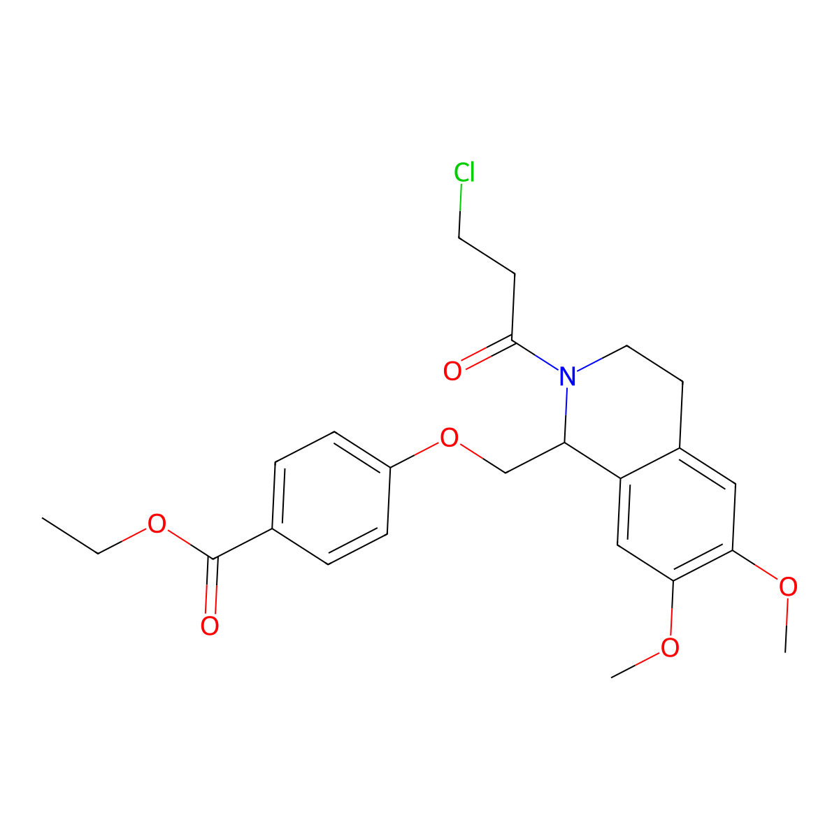 Ethyl 4-{[2-(3-chloropropanoyl)-6,7-dimethoxy-1,2,3,4-tetrahydroisoquinolin-1-yl]methoxy}benzoate molecular structure, CAS 449766-38-5